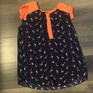 Brooklyn Industries Navy Hummingbird-Print Blouse
